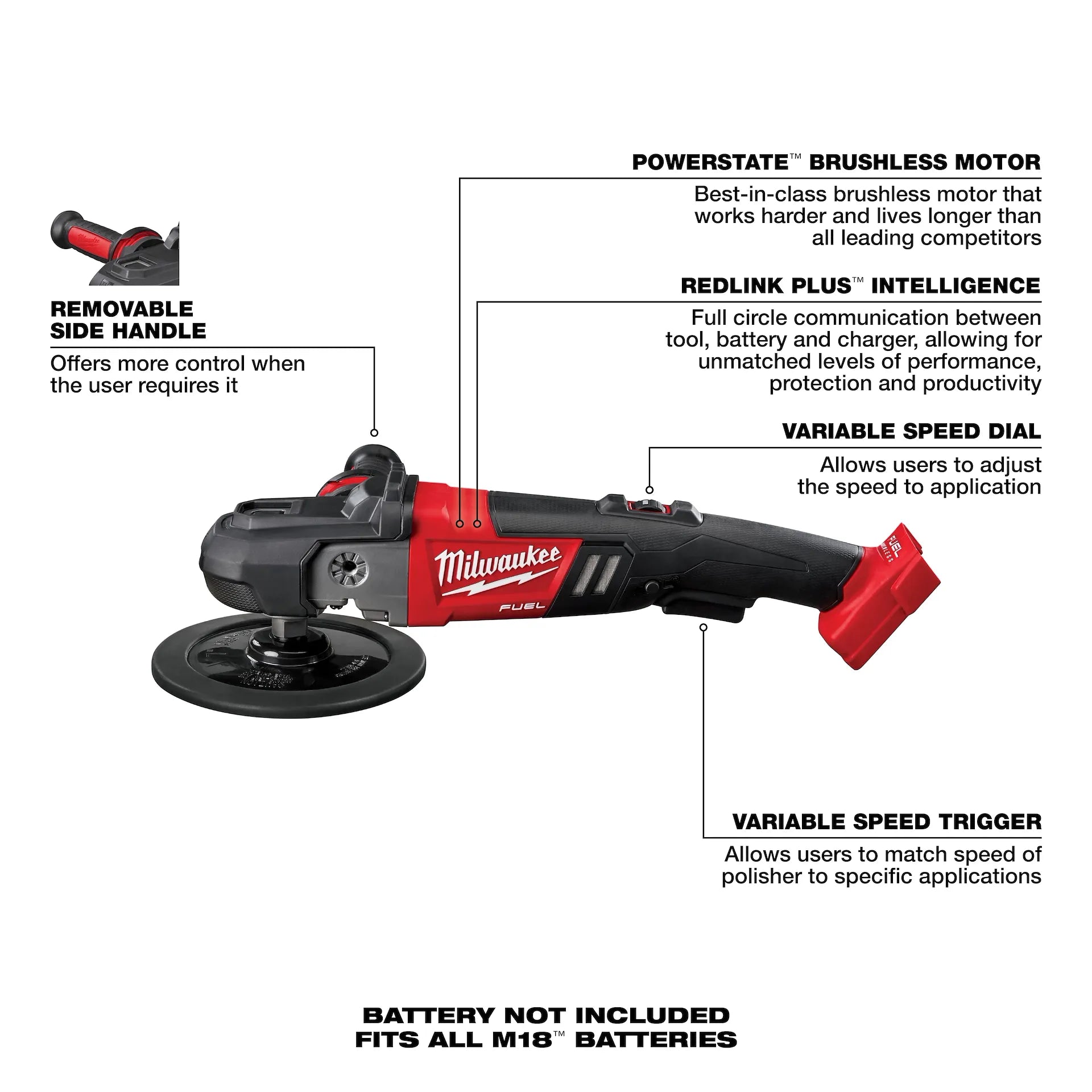 Milwaukee 2738-20 - M18 FUEL™ 7” Variable Speed Polisher