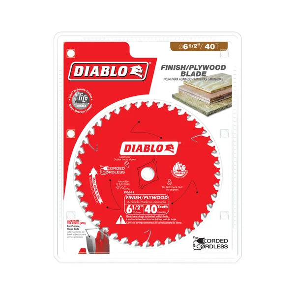 Diablo D0641A - 6-1/2" x 40-Teeth Finish Trim Saw Blade for Wood
