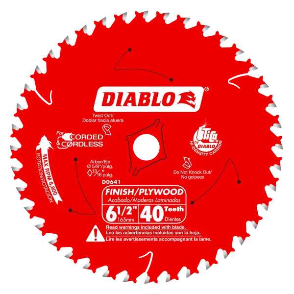 Diablo D0641A - 6-1/2" x 40-Teeth Finish Trim Saw Blade for Wood