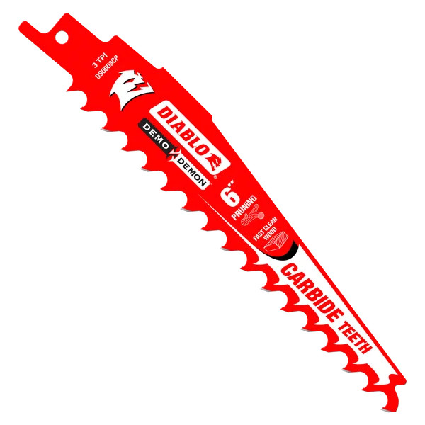 Diablo DS0603CP3 - 6" 3TPI Demo Demon™ Carbide Tipped Reciprocating Saw Blades for Pruning and Clean Wood (3-pk)
