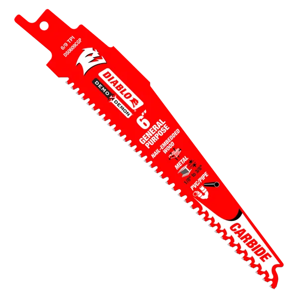 Diablo DS0609CGP3 - 6" 6/9 TPI Demo Demon™ Carbide Teeth Reciprocating Saw Blades for General Purpose Cuts (3-pk)