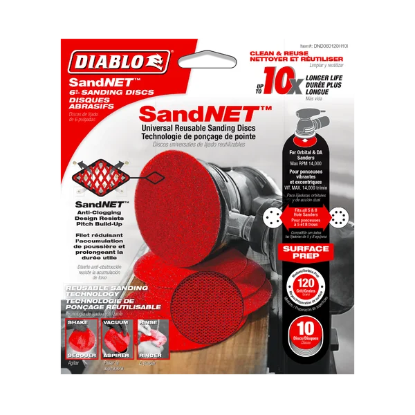 Diablo DND060120H10I - 6" Sand Demon™ 120-Grit Sanding Discs with Connection Pad (10-pk)