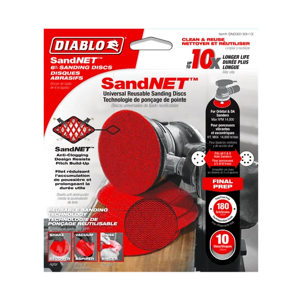 Diablo DND060180H10I - 6" Sand Demon™ 180-Grit Sanding Discs with Connection Pad (10-pk)