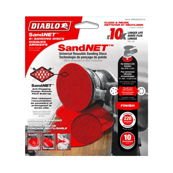 Diablo DND060220H10I - 6" Sand Demon™ 220-Grit Sanding Discs with Connection Pad (10-pk)