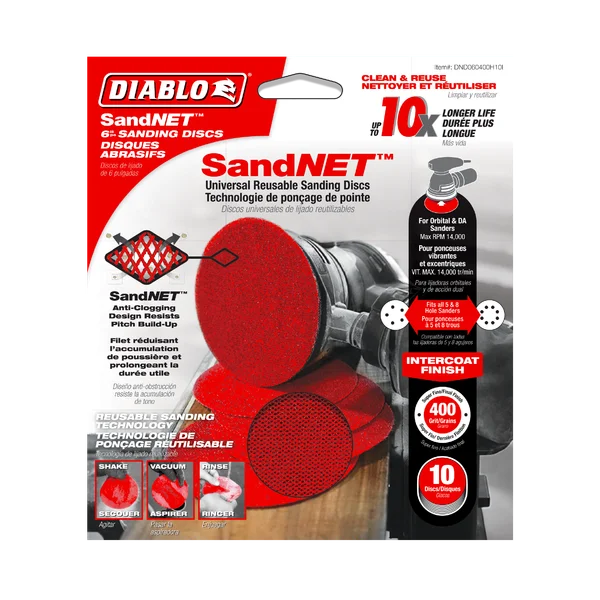Diablo DND060400H10I - 6" Sand Demon™ 400-Grit Sanding Discs with Connection Pad (10-pk)
