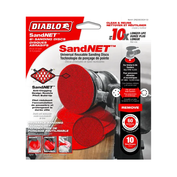 Diablo DND060060H10I - 6" Sand Demon™ 60-Grit Sanding Discs with Connection Pad (10-pk)