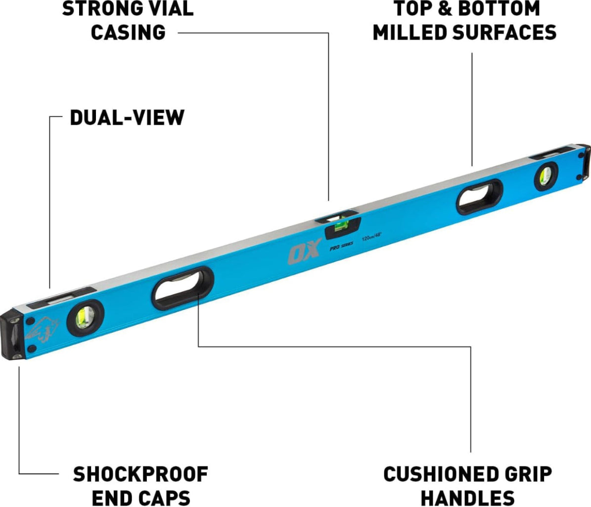 OX Tools OX-P024412 4ft Spirit Level Professional Box Beam Level OX