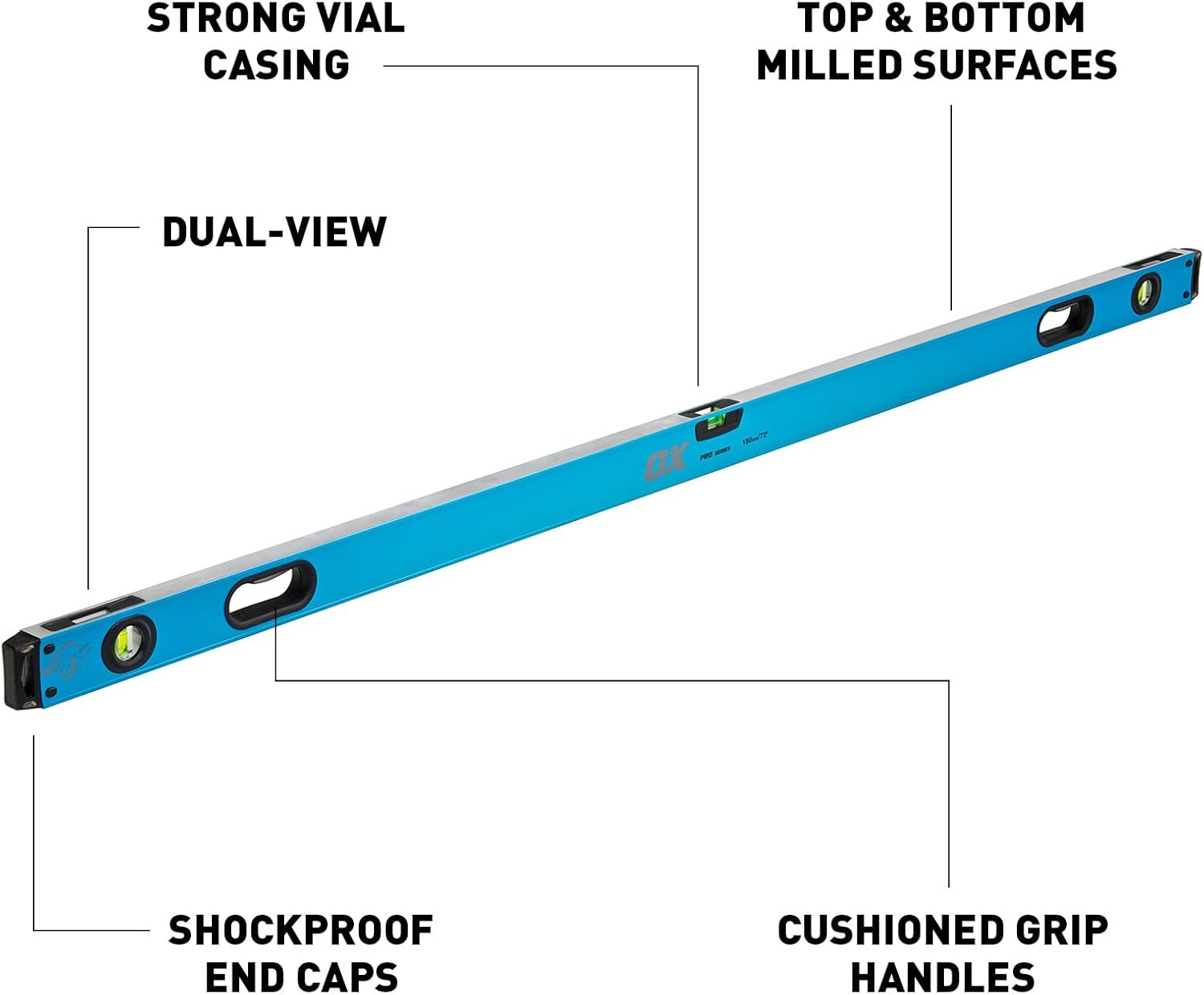 OX Tools OX-P024418- 8ft Spirit Level Professional Box Beam Level OX