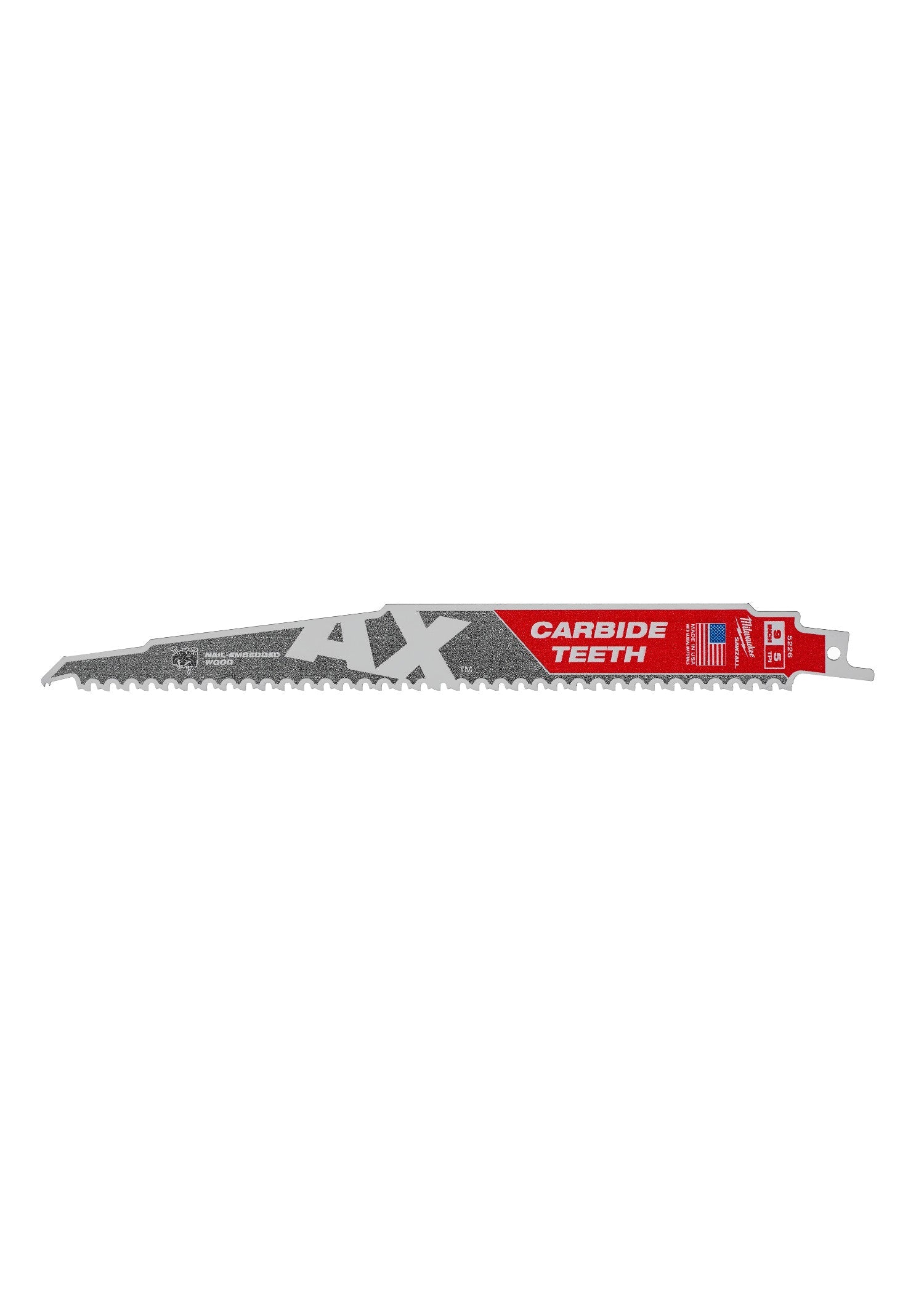 Milwaukee 48-00-5526 - 9 in. 5 TPI The Ax™ Carbide Teeth SAWZALL® Blades 5PK - Wise Line Tools