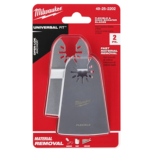 Milwaukee 49-25-2202 - 2 PC 2" Rigid and Flexible Scraper Universal Fit Oscillating Multi-Tool Blade Set
