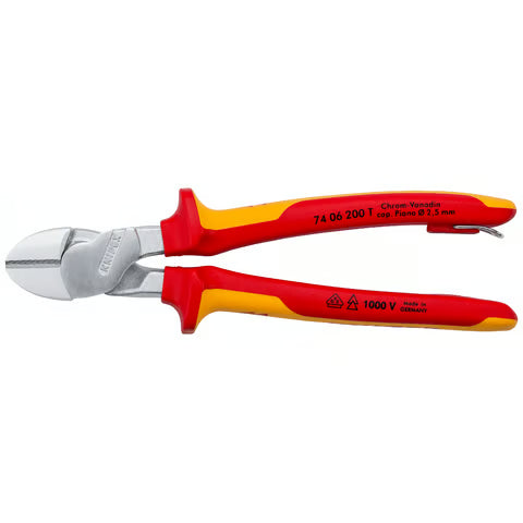Knipex 7406200T - 8" 1,000V Insulated High Leverage Diagonal Cutter