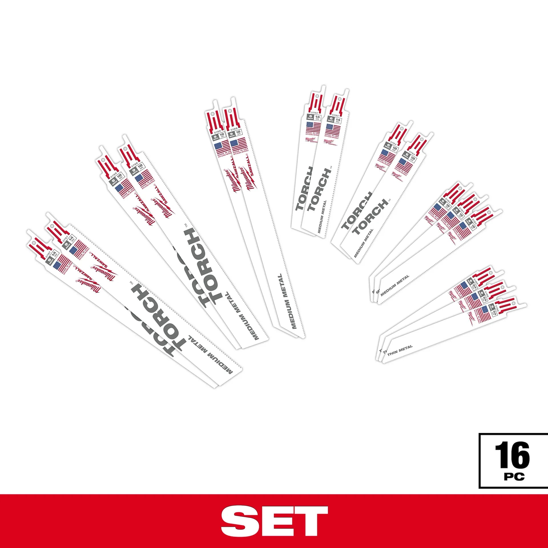 Milwaukee 49-22-1216 - 16PC Metal Cutting SAWZALL® Blade Set