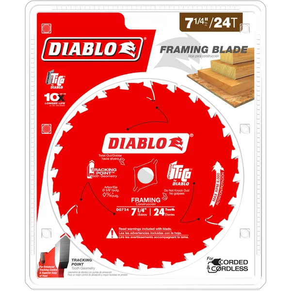 Diablo D0724A - 7-1/4" x 24-Teeth Framing Saw Blade for Wood