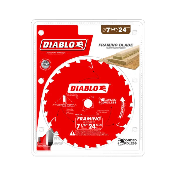 Diablo D0724W - 7-1/4" x 24-Teeth Worm Drive Framing Saw Blade for Wood