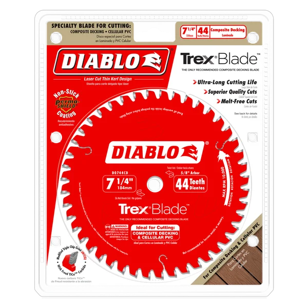 Diablo D0744CD - 7-1/4" x 44-Teeth TrexBlade™ Saw Blade for Composites and Plastic