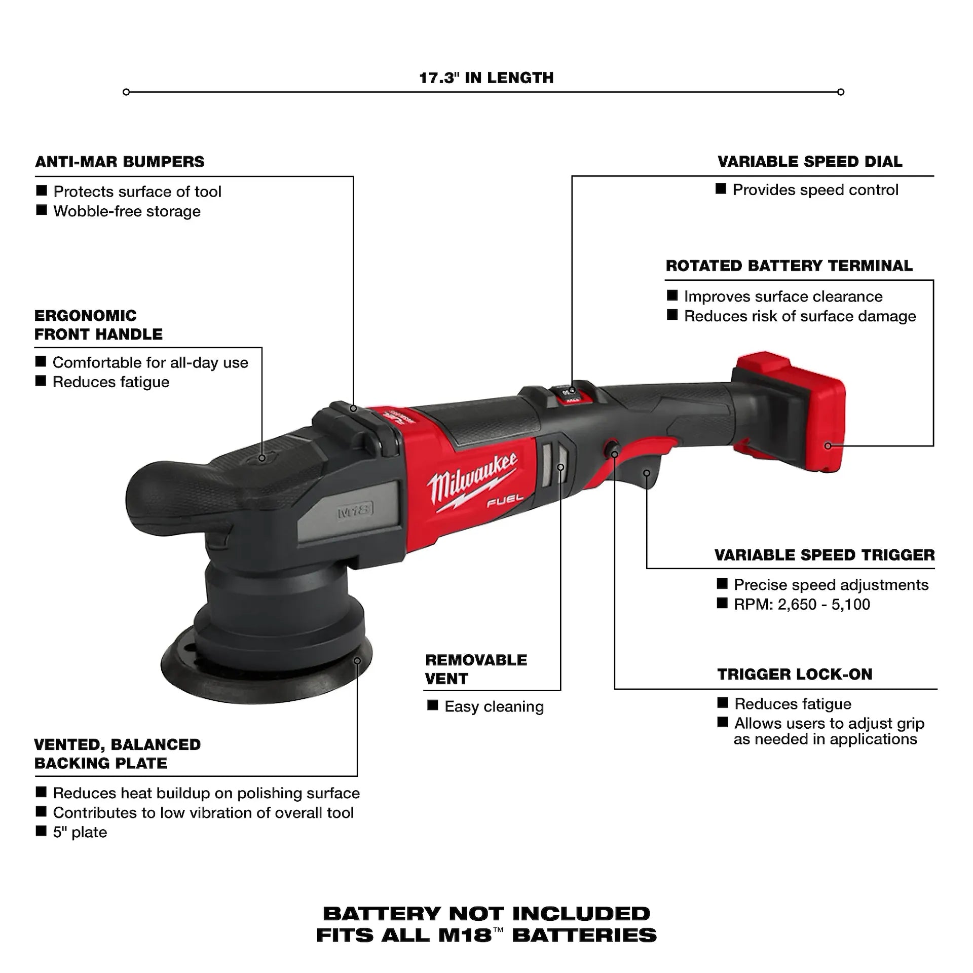 Milwaukee 2684-20 - M18 FUEL 15mm Random Orbital Polisher