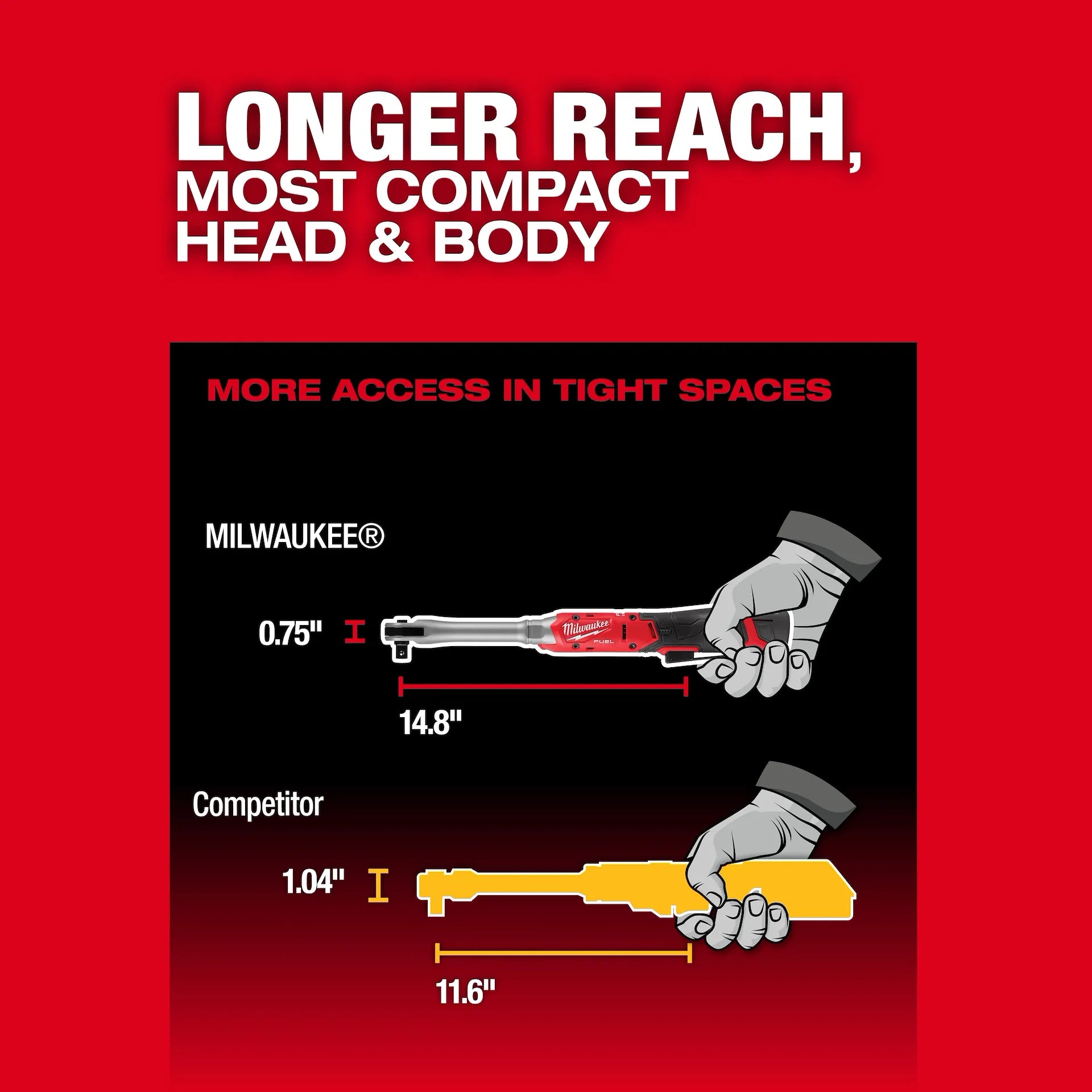 Milwaukee 3055-20 - M12 FUEL™ 1/2" Extended Reach Ratchet