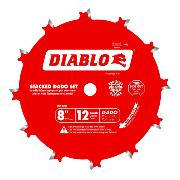 Diablo DD208H - 8" x 12-Teeth Carbide Stacked Dado Saw Blade Set
