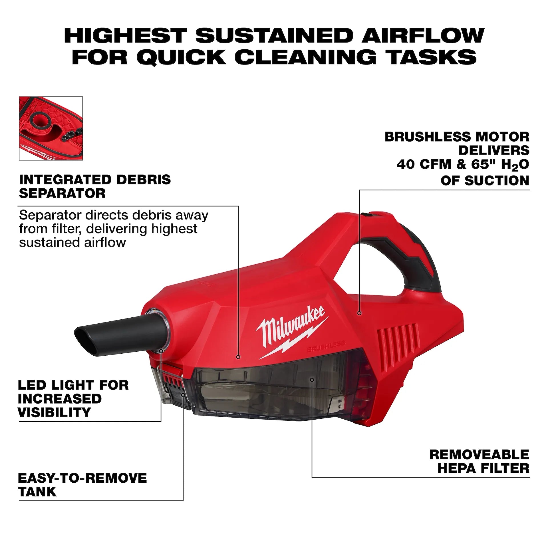 Milwaukee 0892-20 - M18 Brushless Handheld Vacuum