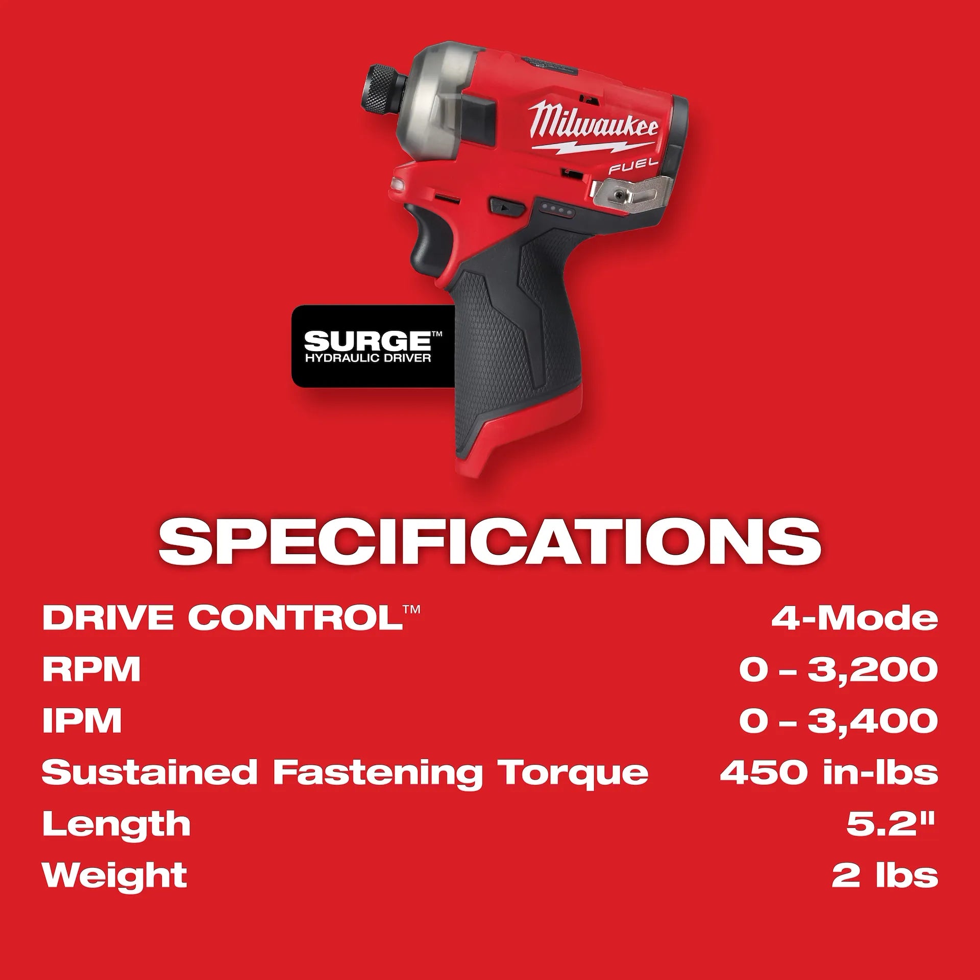 Milwaukee 2551-20 - M12 FUEL™ SURGE™ 1/4" Hex Hydraulic Driver