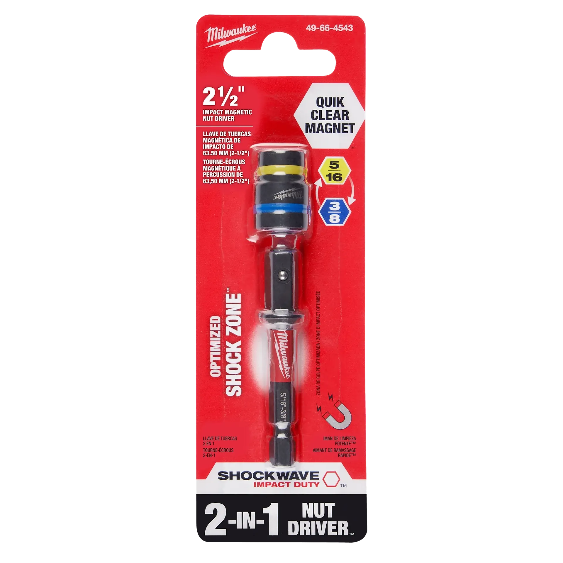 Milwaukee 49-66-4543 - 5/16" - 3/8" SHOCKWAVE Impact Duty™ QUIK-CLEAR™ 2-in-1 Magnetic Nut Driver