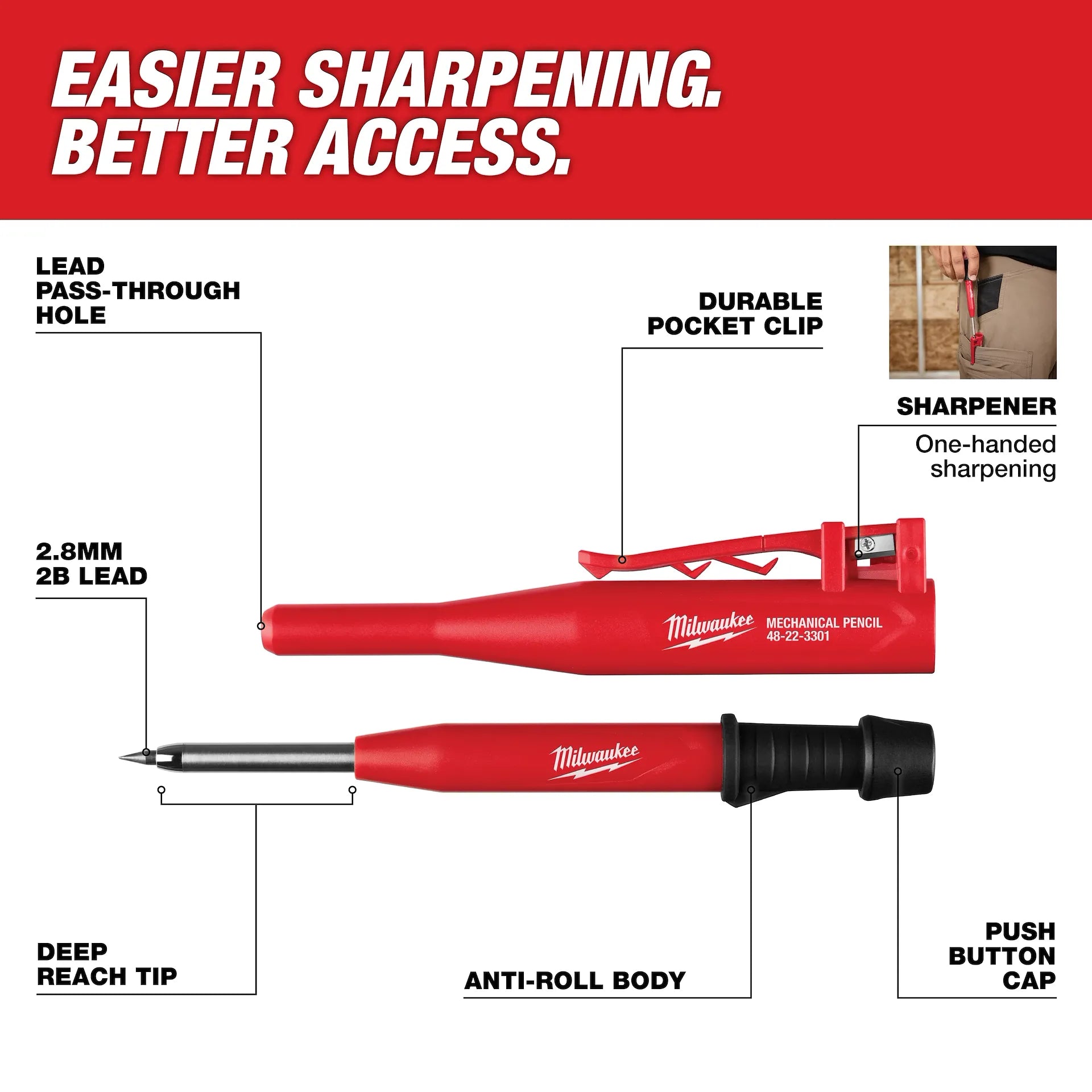 Milwaukee 48-22-3301 - Mechanical Pencil with Lead Pack