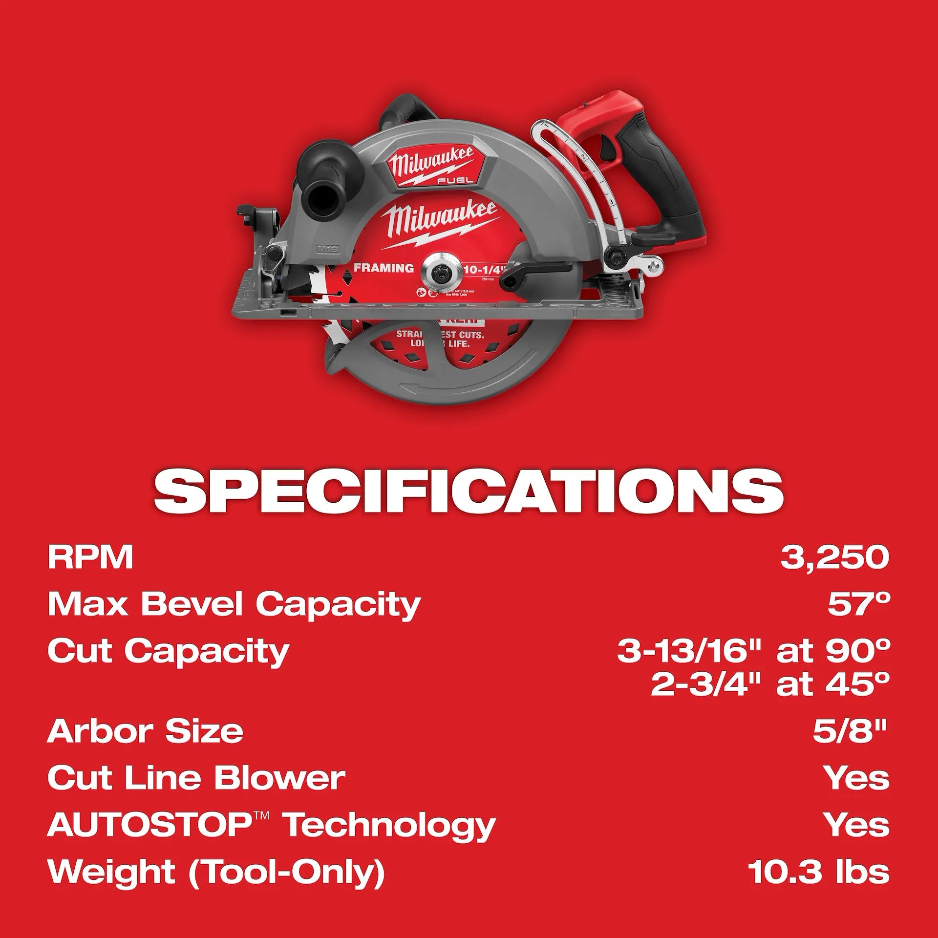 Milwaukee 3026-20 - M18 FUEL™ 10-1/4" Rear Handle Circular Saw