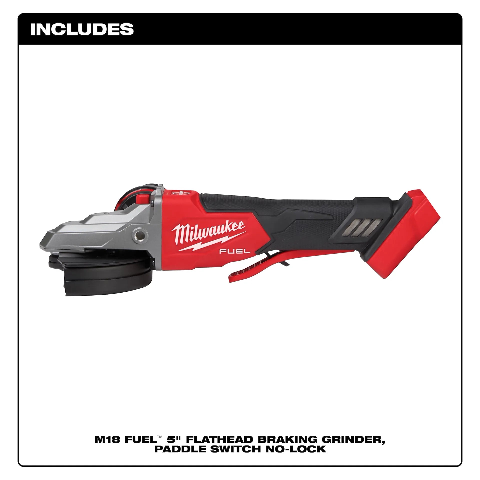 Milwaukee 2886-20 - M18 FUEL 5" Flathead Braking Grinder, Paddle Switch No-Lock