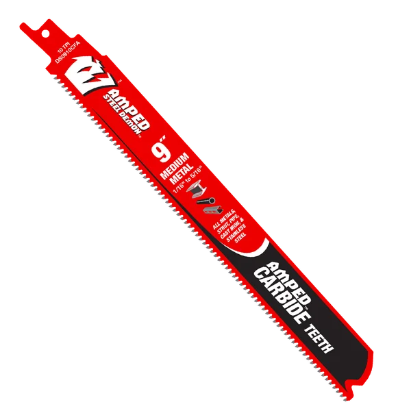 Diablo DS0910CFA3 - 9" 10TPI AMPED™ Steel Demon™ Carbide Teeth Reciprocating Saw Blades for Medium Metal (3-pk)