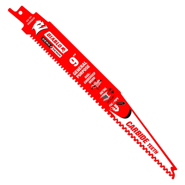 Diablo DS0909CGP3 - 9" 6/9 TPI Demo Demon™ Carbide Teeth Reciprocating Saw Blades for General Purpose Cuts (3-pk)