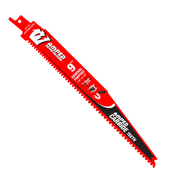 Diablo DS0909CGPA3 - 9" 6/9TPI AMPED™ Demo Demon™ Carbide Teeth Reciprocating Saw Blades for General Purpose Cuts (3-pk)