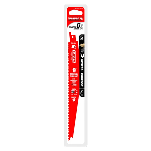 Diablo DS0914BGP5 - 9" 8/14 TPI Bi-Metal Reciprocating Saw Blades for General Purpose Cuts (5-pk)