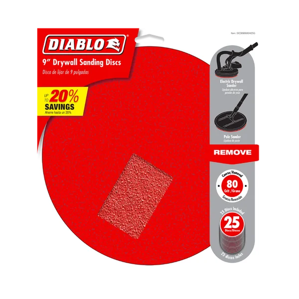 Diablo 9" 80-Grit Hook & Lock™ ROS Sanding Discs for Drywall