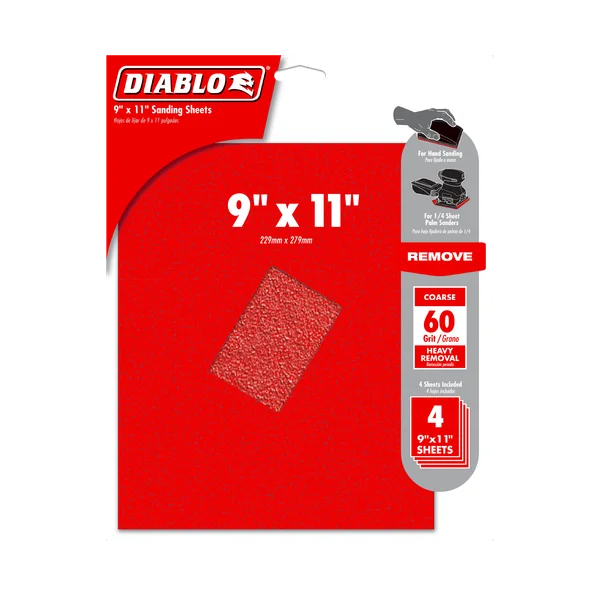 Diablo DCS911060S04G - 9" x 11" 60-Grit Sanding Sheets (4-pk)
