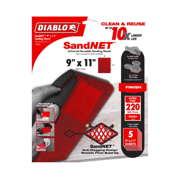 Diablo DND911220H05G - 9" x 11" Sand Demon™ 220-Grit Reusable Sanding Sheets (5-pk)