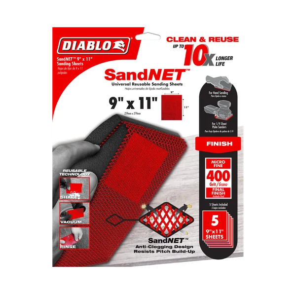 Diablo DND911400H05G - 9" x 11" Sand Demon™ 400-Grit Reusable Sanding Sheets (5-pk)