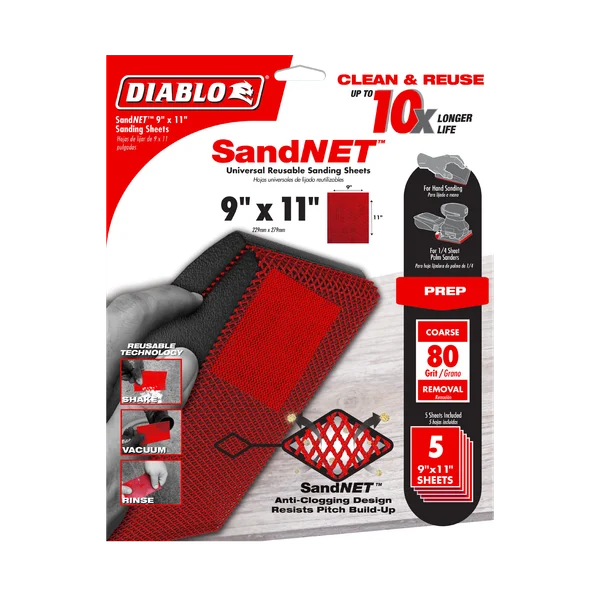 Diablo DND911080H05G - 9" x 11" Sand Demon™ 80-Grit Universal Reusable Sanding Sheet (5-pk)