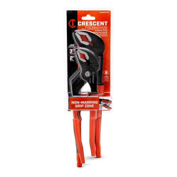Crescent RT400SGSET2R-05 - 2 Piece Grip Zone™ V-Jaw Tongue & Groove Plier Set with Dual Material Rawhide Handle