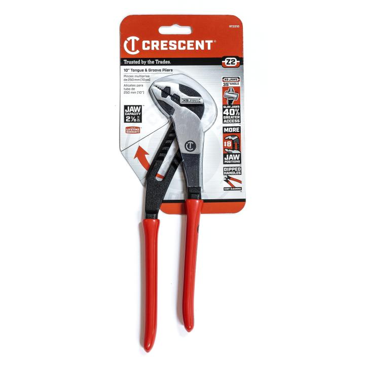 Crescent RTZ210 - 10" Z2 K9™ Straight Jaw Dipped Handle Tongue and Groove Pliers