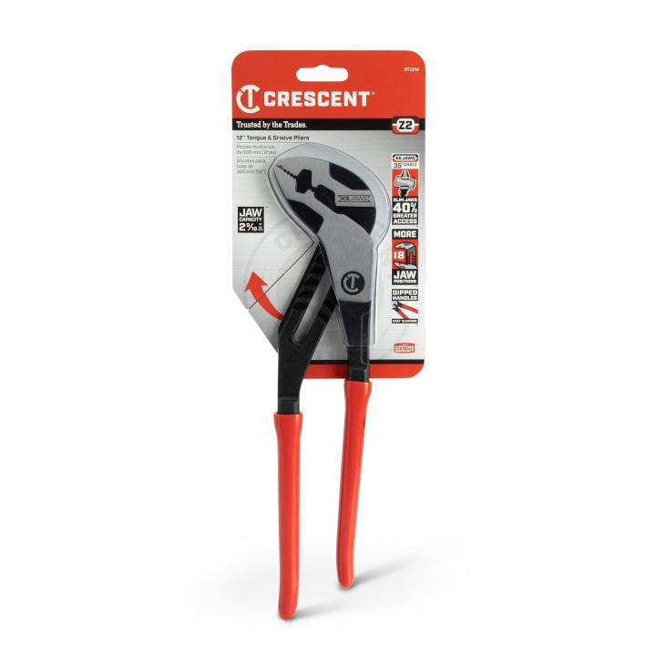 Crescent RTZ212 - 12" Z2 K9™ Straight Jaw Dipped Handle Tongue and Groove Pliers