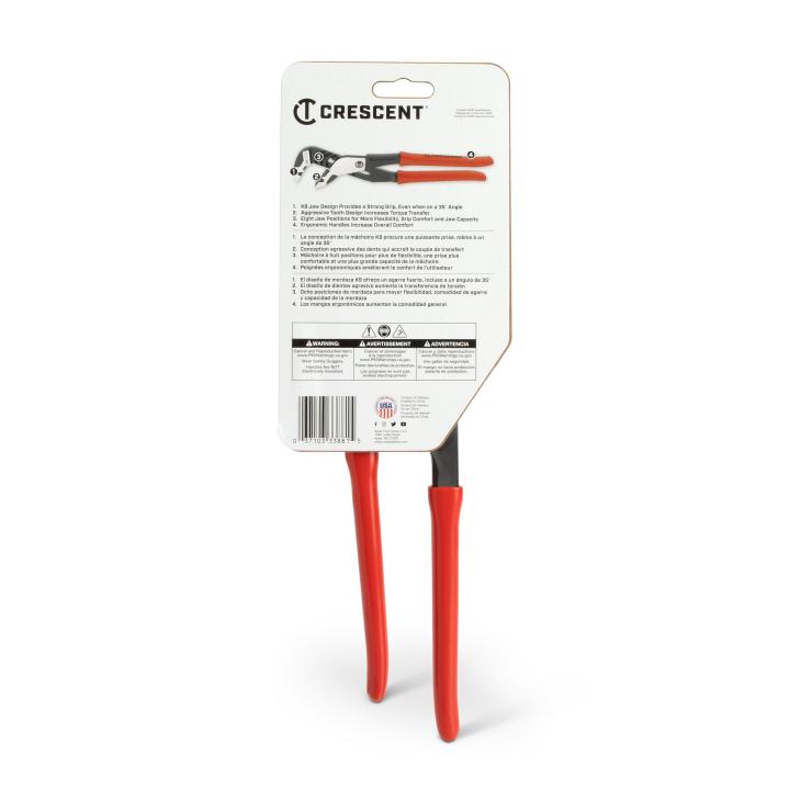 Crescent RTZ212 - 12" Z2 K9™ Straight Jaw Dipped Handle Tongue and Groove Pliers