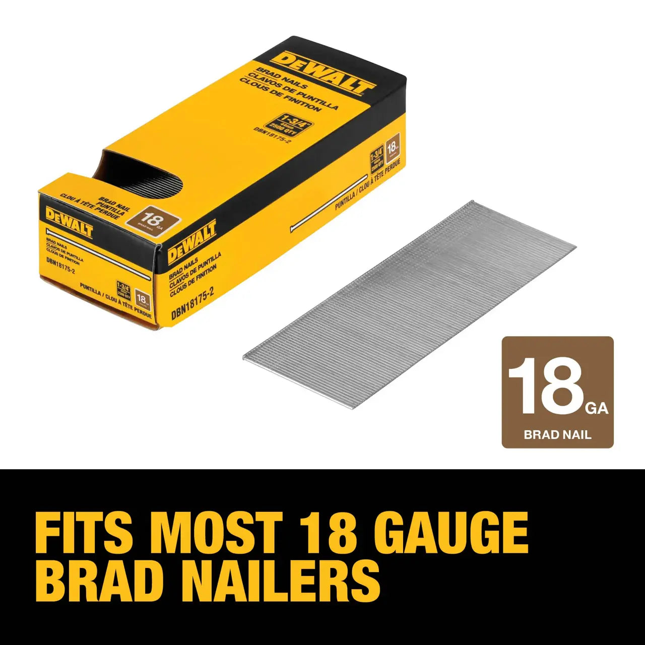 DEWALT DBN18175-2 - 18 gauge 1-3/4-in. Brad nails (2500-pack)