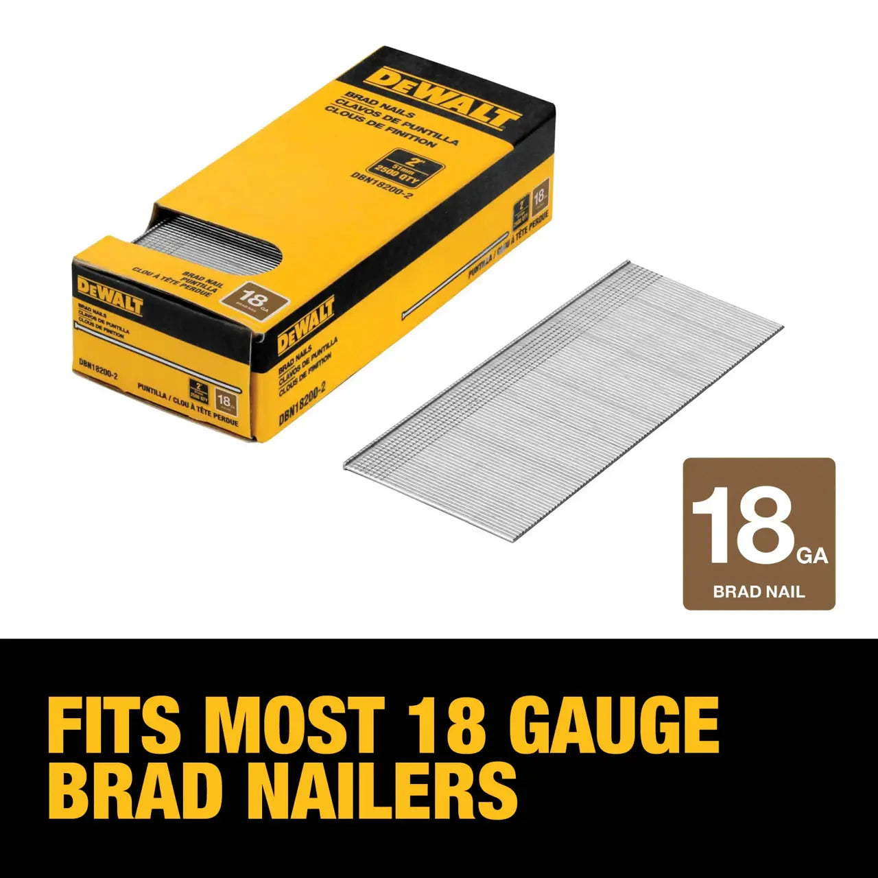 DEWALT DBN18200-2 - 18 gauge 2-in. Brad nails (2500-pack)
