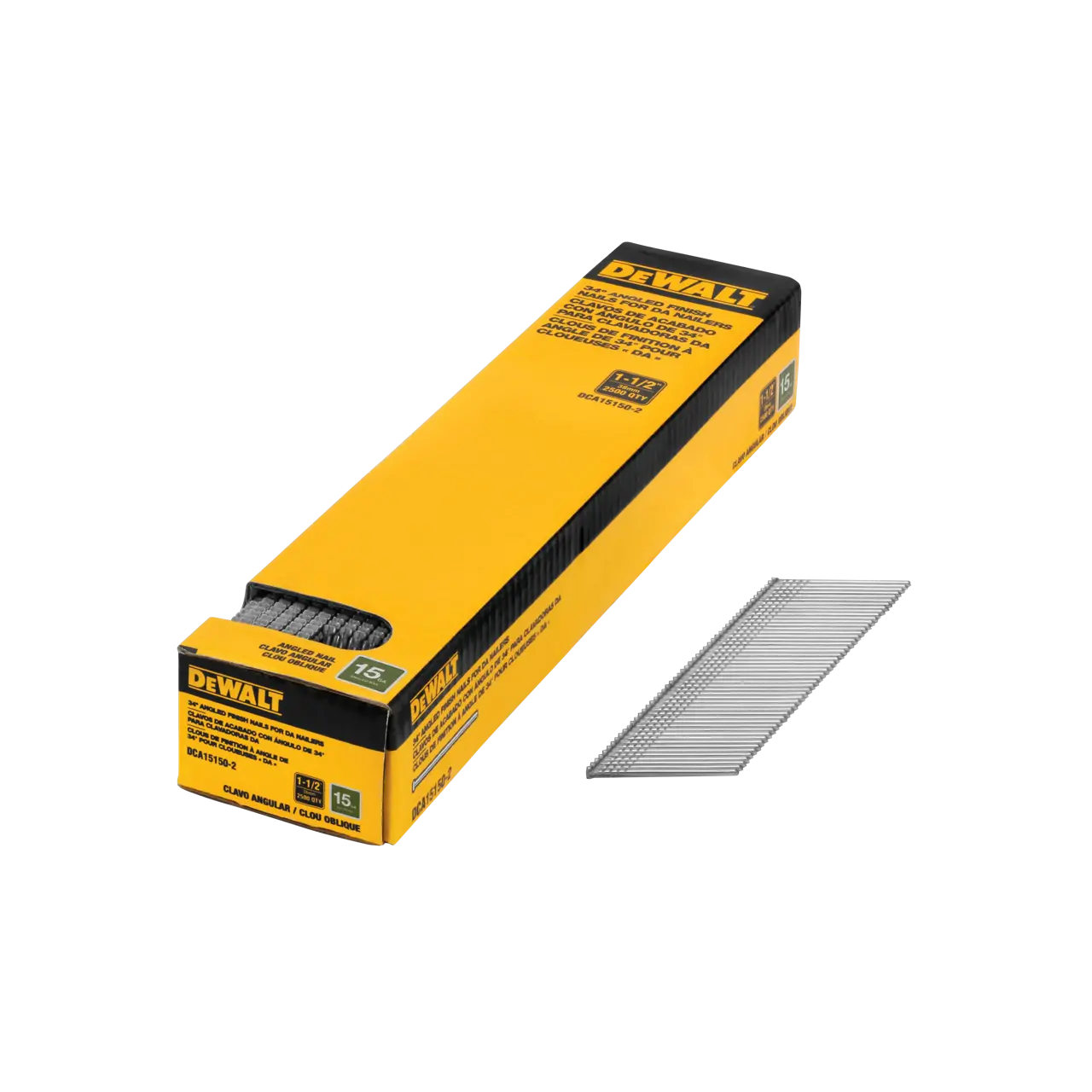 DEWALT DCA15150-2 - 15 gauge 1-1/2-in. 34-Degree DA Style Angled Finish Nails (2500-pack)