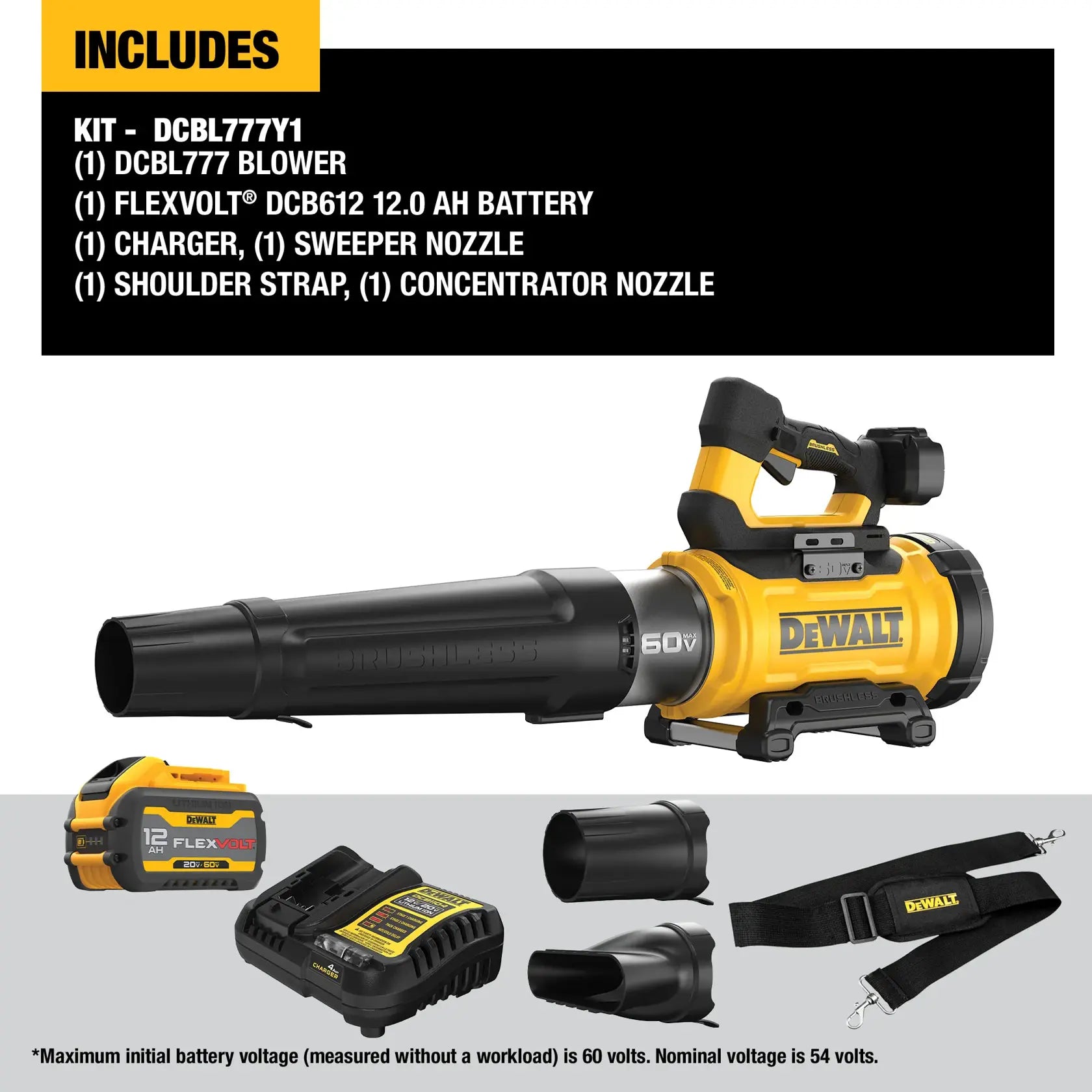 DEWALT DCBL777Y1 - 60V MAX High Power Brushless Blower Kit