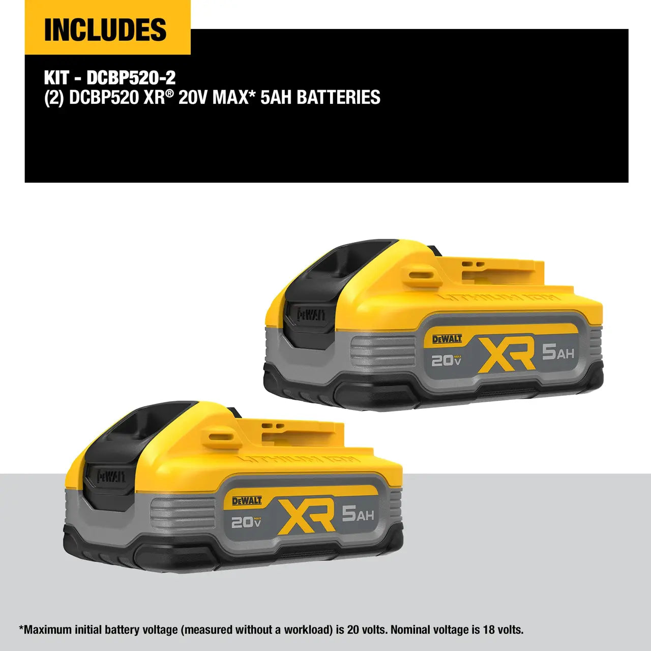 DEWALT DCBP520-2 - 20V MAX* XR® 5ah Battery (2 Pk)