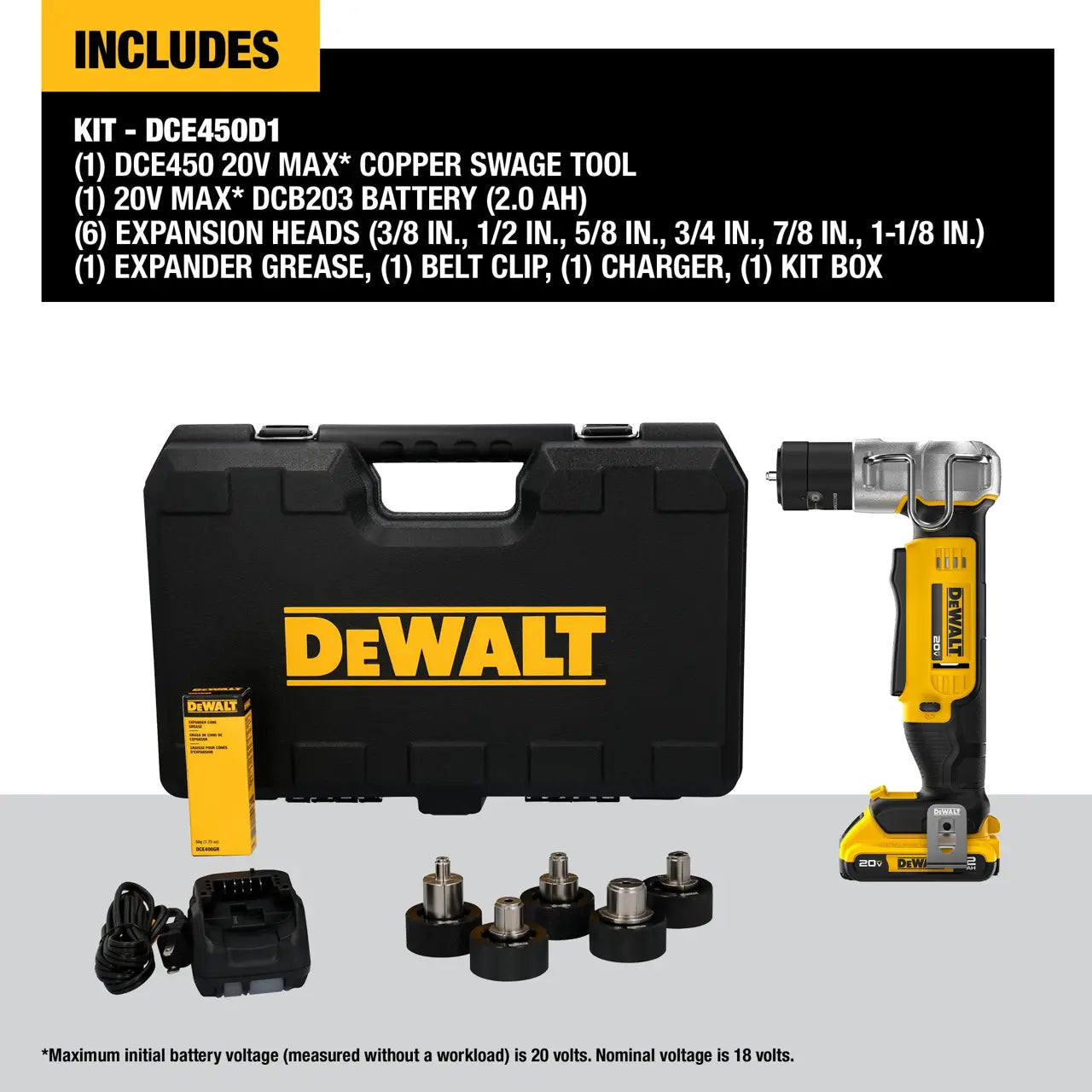 DEWALT DCE450D1 - 20V MAX* Copper Swage Tool Kit