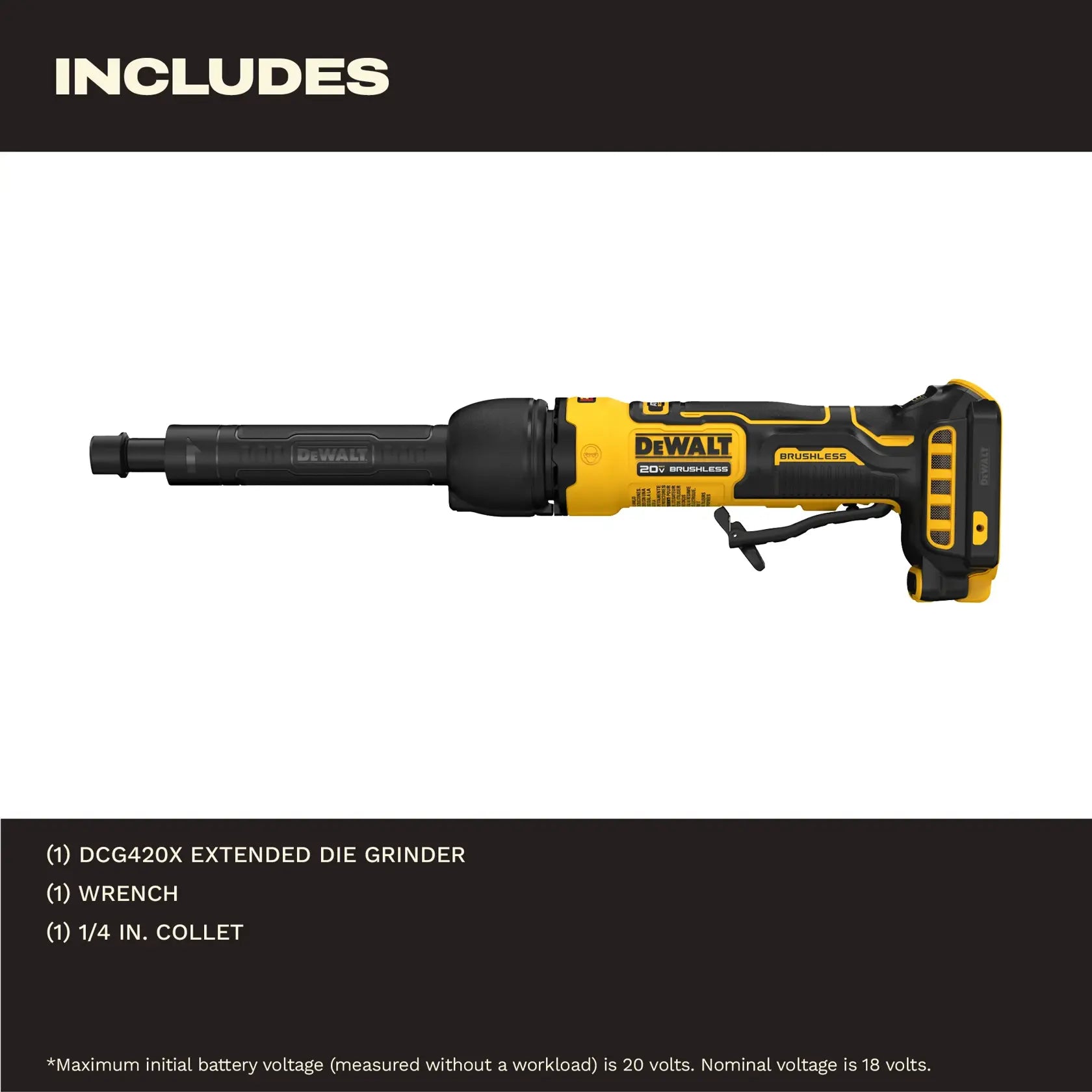 DEWALT DCG420XB - ATOMIC™ 20V MAX* Extended Die Grinder (Tool Only)