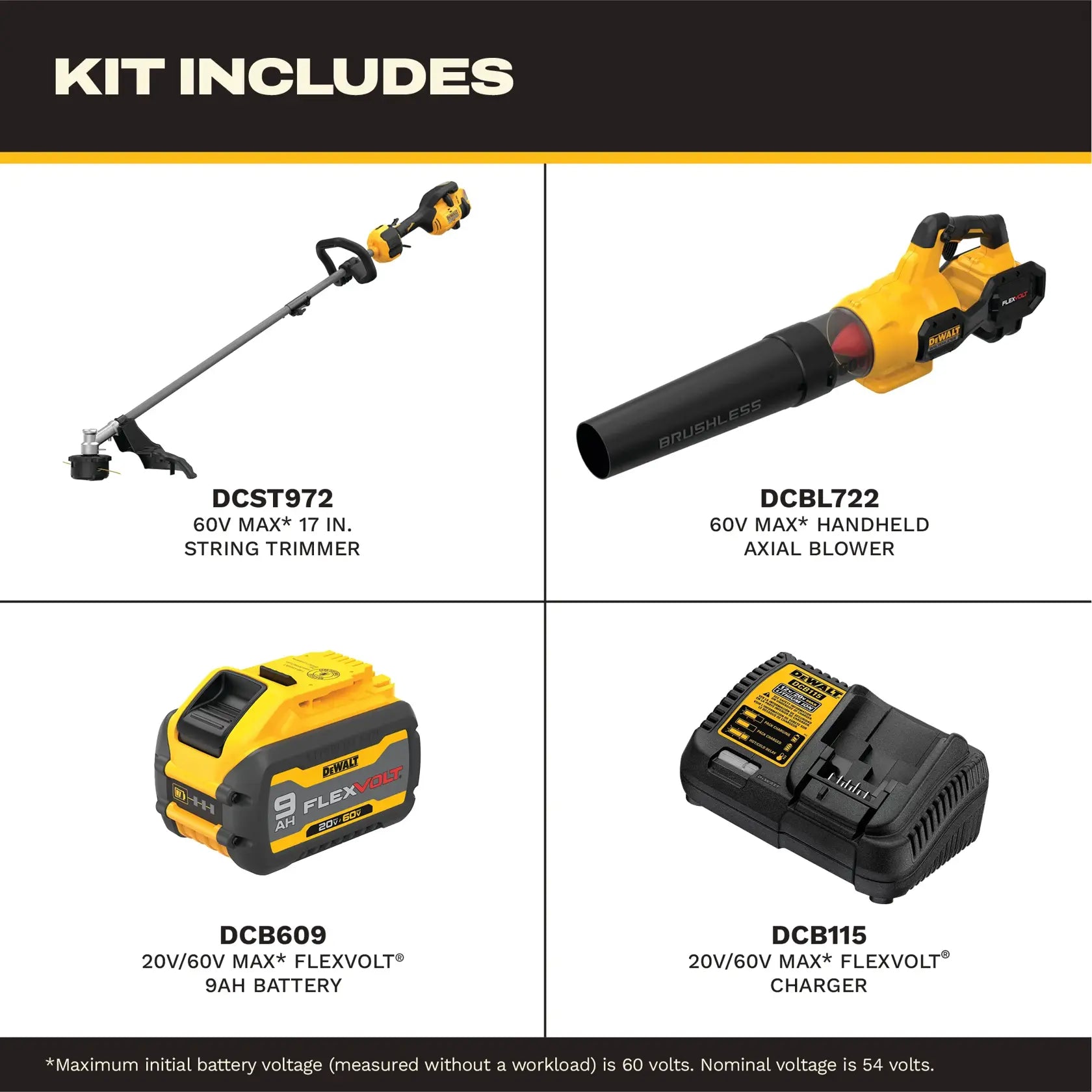 DEWALT DCK0266X1 - 60V MAX* 17-in. Brushless Cordless Attachment Capable String Trimmer and Handheld Axial Blower Combo Kit