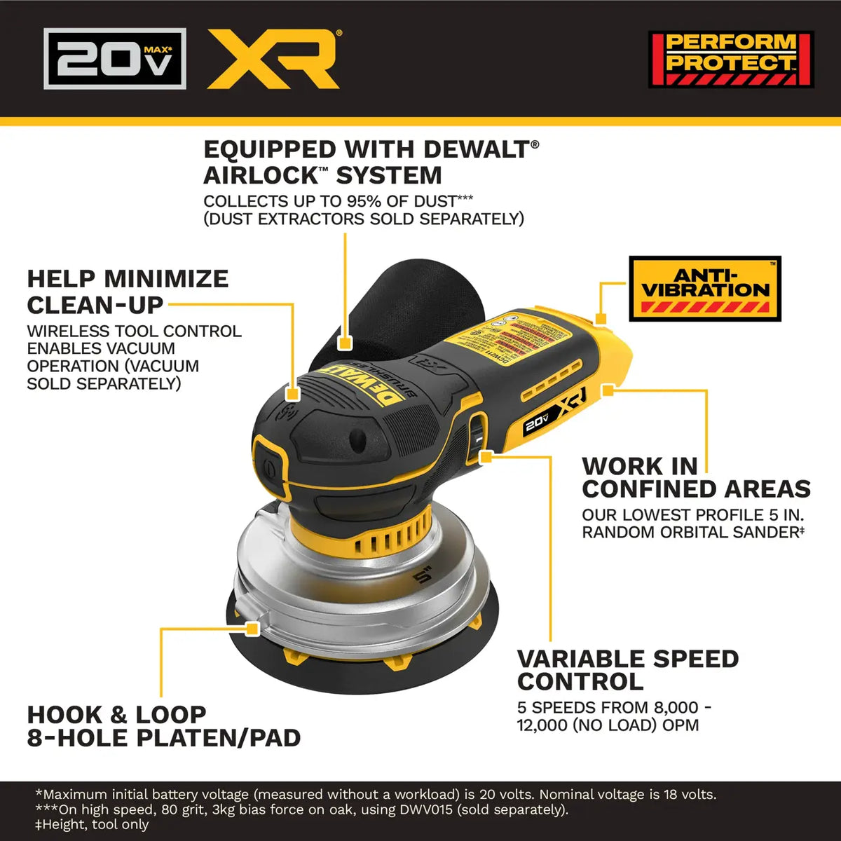 DEWALT DCW211B - 20V MAX* XR® 5-in Random Orbit Sander
